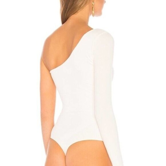 NWT Privacy Please "Emily" Ribbed One Shoulder Long Sleeve Bodysuit in Ivory XXS - Picture 7 of 12